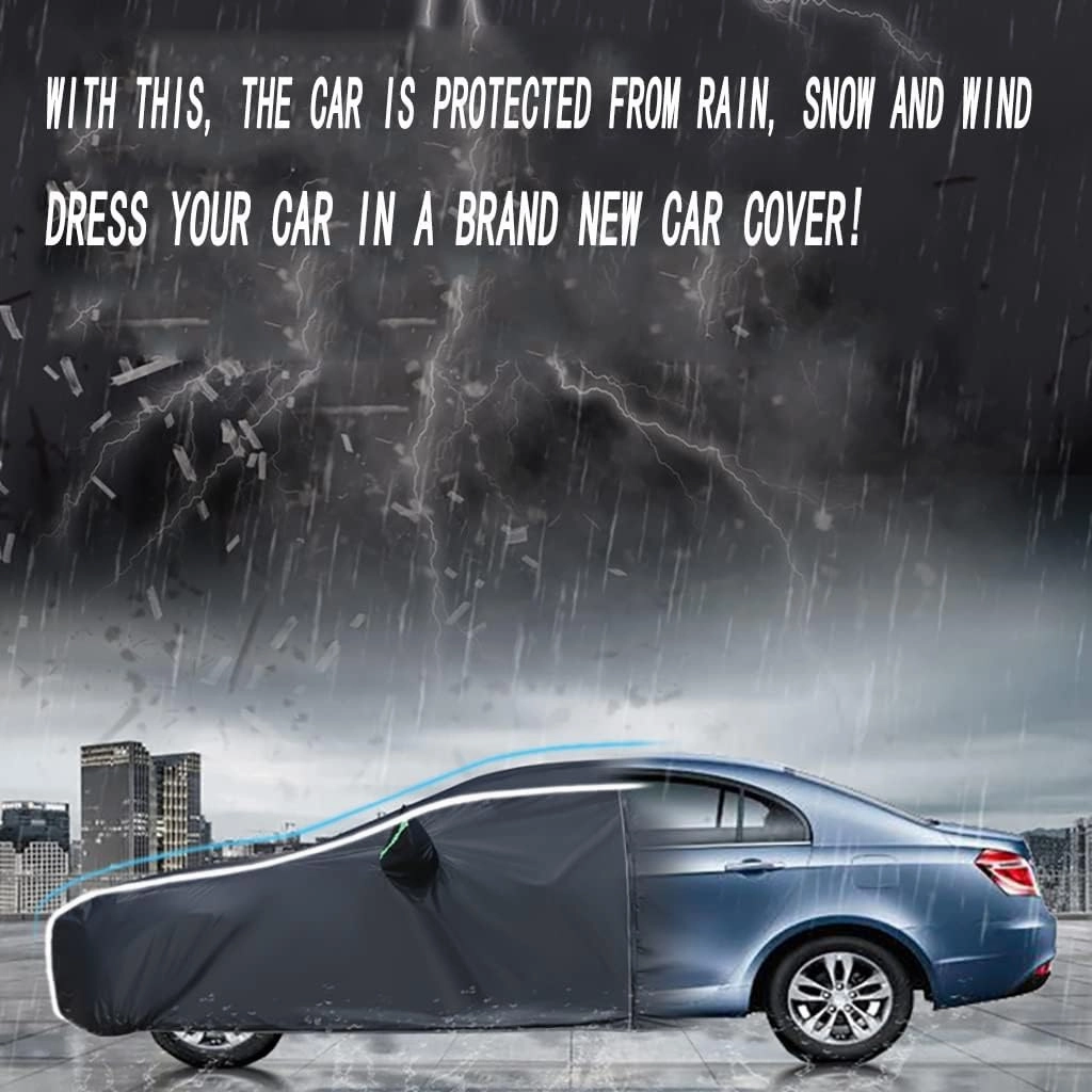 WOLWES Car Covers Are Suitable For Volvo XC40 Recharge 2019-2024 All-weather Windproof, Snowproof, Rainproof, UV-protected And Breathable All-season Universal With Side Door Zip Oxford Cloth Car Cover