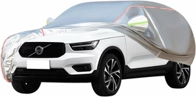 WOLWES Car Covers Are Suitable For Volvo XC40 Recharge 2019-2024 All-weather Windproof, Snowproof, Rainproof, UV-protected And Breathable All-season Universal With Side Door Zip Oxford Cloth Car Cover