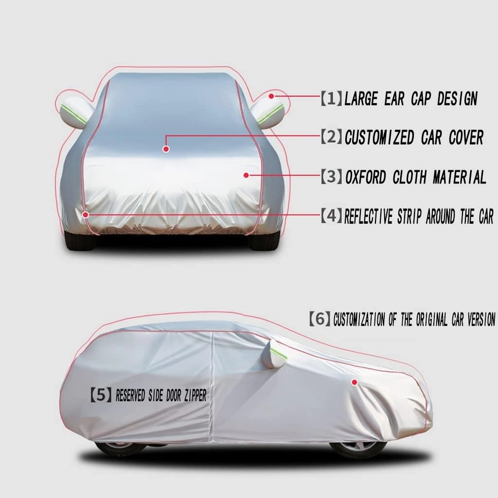 WOLWES Car Covers Are Suitable For Volvo XC40 Recharge 2019-2024 All-weather Windproof, Snowproof, Rainproof, UV-protected And Breathable All-season Universal With Side Door Zip Oxford Cloth Car Cover
