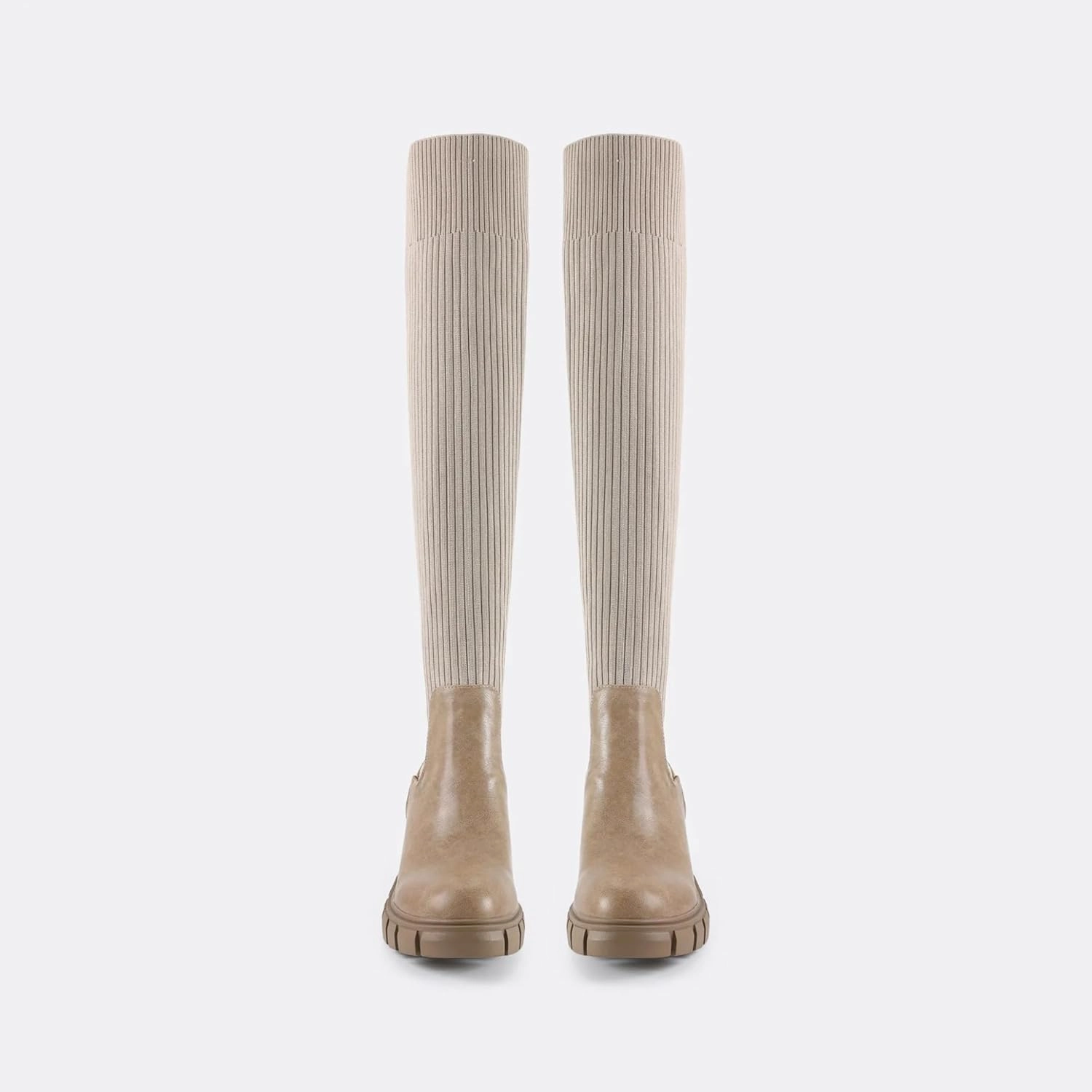 Womens Over Knee Boots Thigh High Stretch Knitted Socks Chunky Block Heel Boots