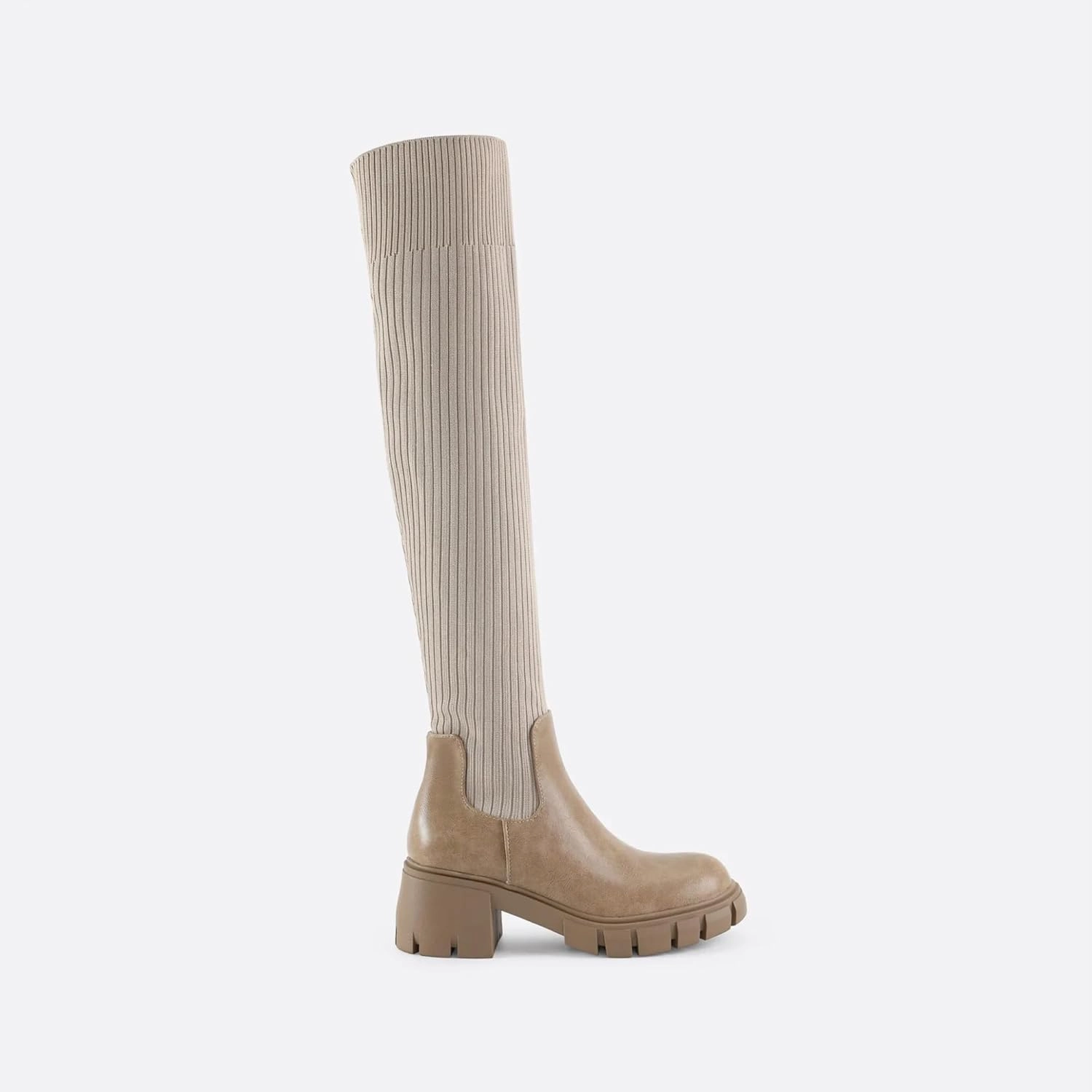 Womens Over Knee Boots Thigh High Stretch Knitted Socks Chunky Block Heel Boots