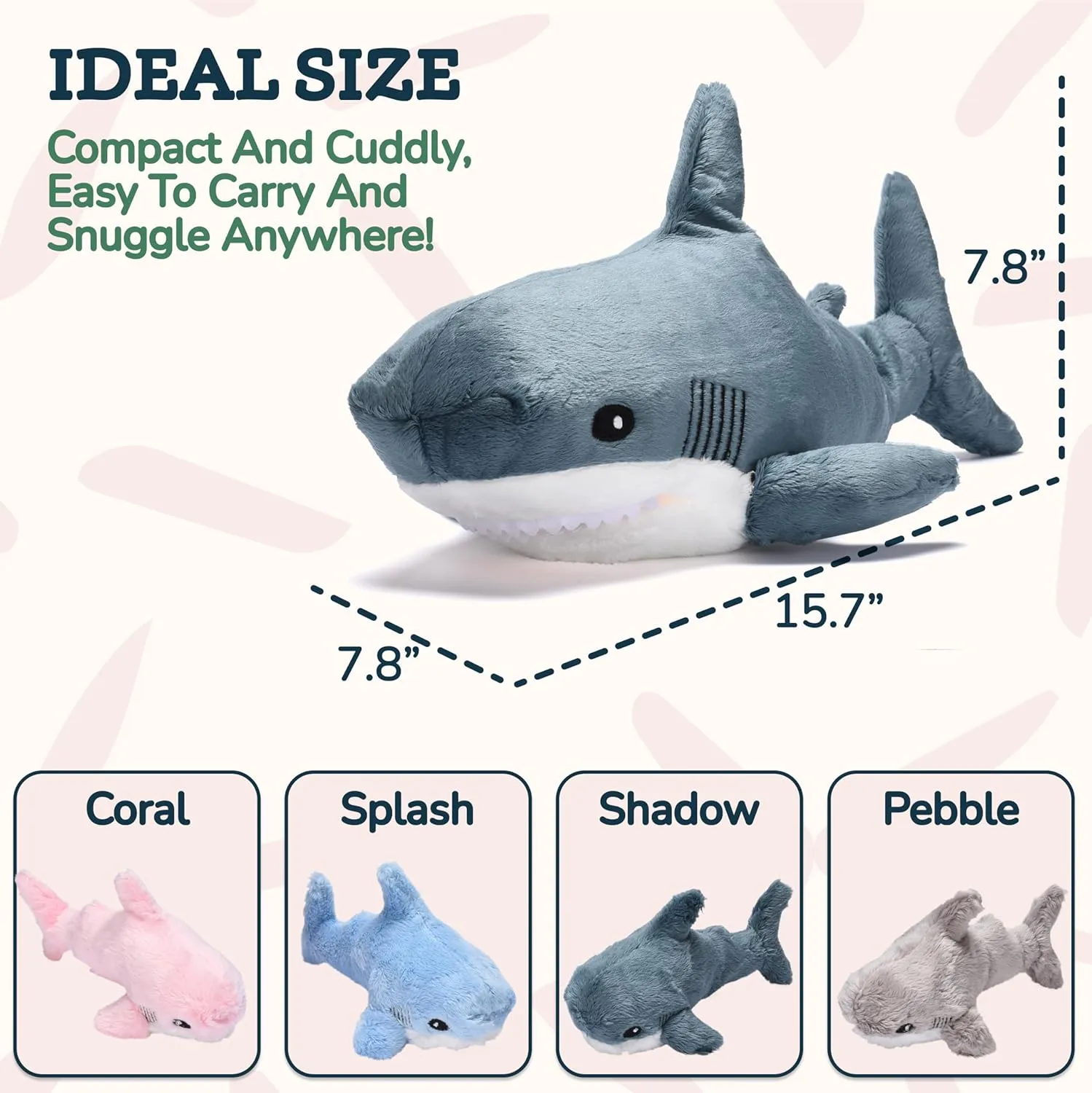 Wonder Products Shark Plush - Shark Stuffed Animal - Baby Shark Plush Animal Toy Toddler Stuffed Shark Plushie - Cute Cuddly Sea Animal for Kids- Decor and Children Gift - Soft Blue