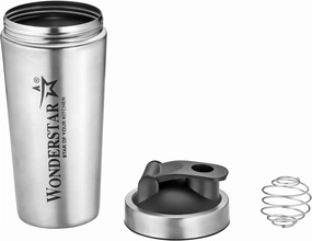 WONDER STAR Wonderstar Stainless Steel Protein Shaker Bottle, 24 oz, with Mixing Ball(ss304) with Measurement Markings, Silver||bpa free || resuable