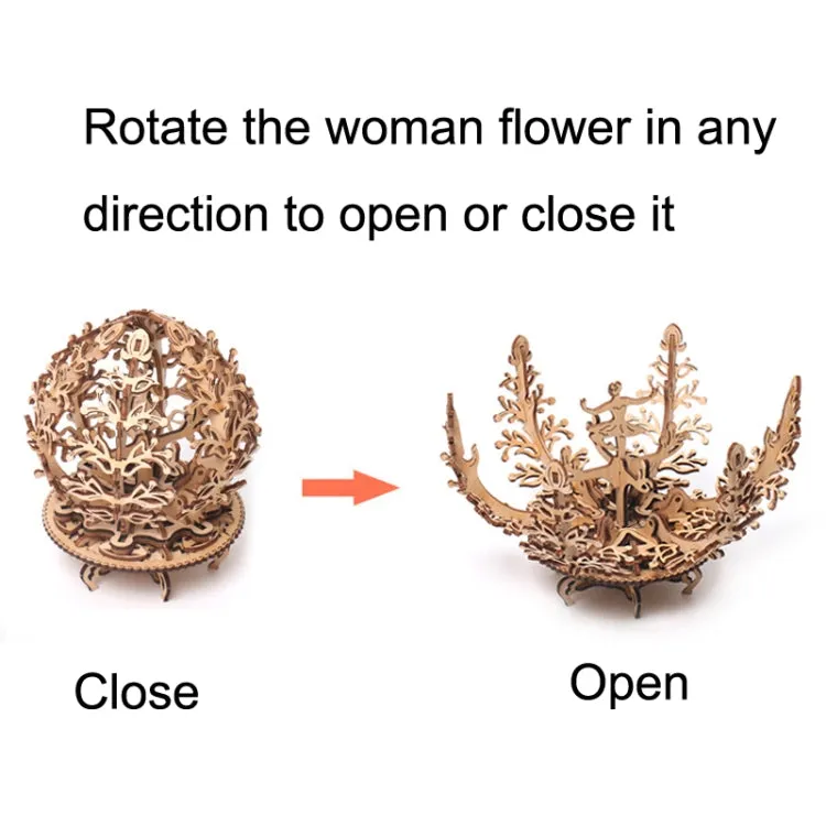 Wooden Puzzle Toy 3D Puzzle Assembly Box DIY Gift Desktop Ornaments, Style: Female Flower