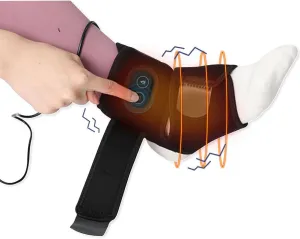 WOOLALA Heated Ankle Brace with Vibration USB Foot Heating Pad for Winter Foot Warmer for Circulation with 3 Heating Levels 3 Vibration Modes Adjustable Gift for Families - Must be plugged in for use