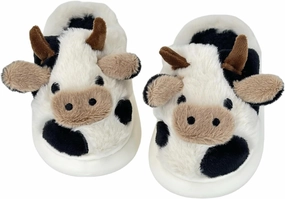 XIXITIAO Girls Boys Cow Slippers for Toddler Kids, Cute Fuzzy Cartoon Whale Rabbit Dinosaur Animal Slippers, Fluffy House Bedroom Shoes for Indoor