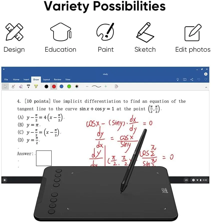 XPPen Updated Deco 01 V3 Drawing Tablet-16384 Levels of Pressure Battery-Free Stylus, 10x6 Inch OSU Graphic Tablet, 8 Hotkeys for Digital Art, Teaching, Gaming Drawing Pad for Chrome, PC, Mac, Android