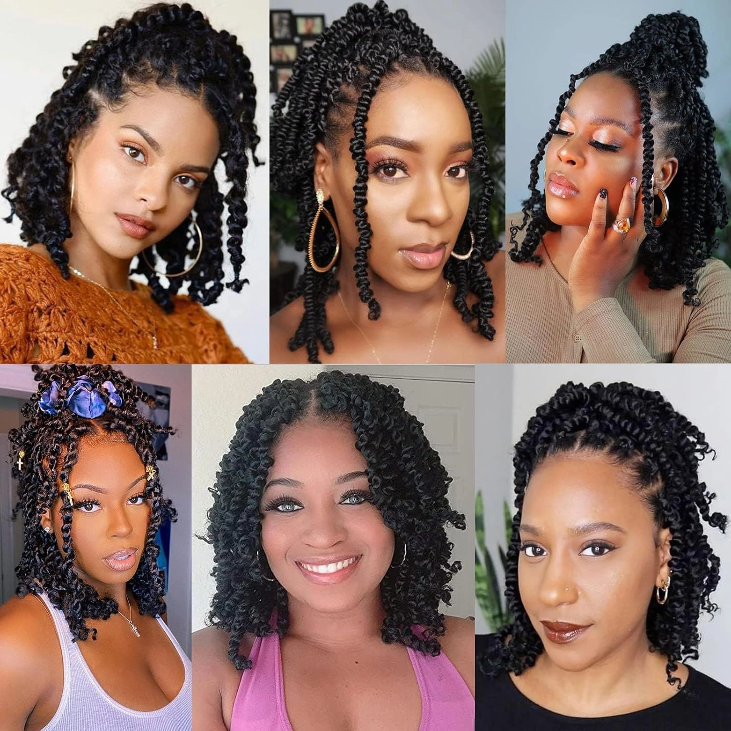 Xtrend 8 Packs Pre-twisted Passion Twist Crochet Hair 12 Inch Natural Pre-looped Crochet Braids Hair For Women Bohemian Synthetic Passion Braiding Hair Extension (8packs, 1B3027#)