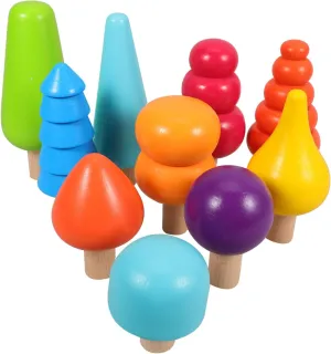 Yardwe 1 Set Wooden Tree Montessori Safe Wooden Block for Compact and Portable Forest Cake Decoration Enhance Parent Playtime
