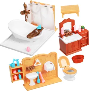 YARNOW 1 Set Miniature Dollhouse Bathroom Furniture Craftsmanship Compact Safe Includes Bathtub Cabinet Sink and More Decorations