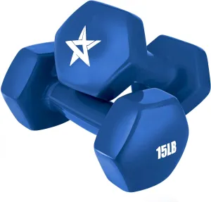 Yes4All Vinyl Hexagon Dumbbell - Dumbbells Set of 2 Hand Weights for Home Gym & Strength Training (2-15 lbs Weight Options)