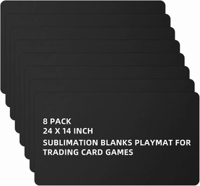 Yexiya 8 Pieces Card Game Mats 14 x 24 Inch Sublimation Blanks Playmat for Trading Card Game Smooth Rubber TCG MTG Playing Mat for Board Games, Mouse Pad, Collectible Card (Black)