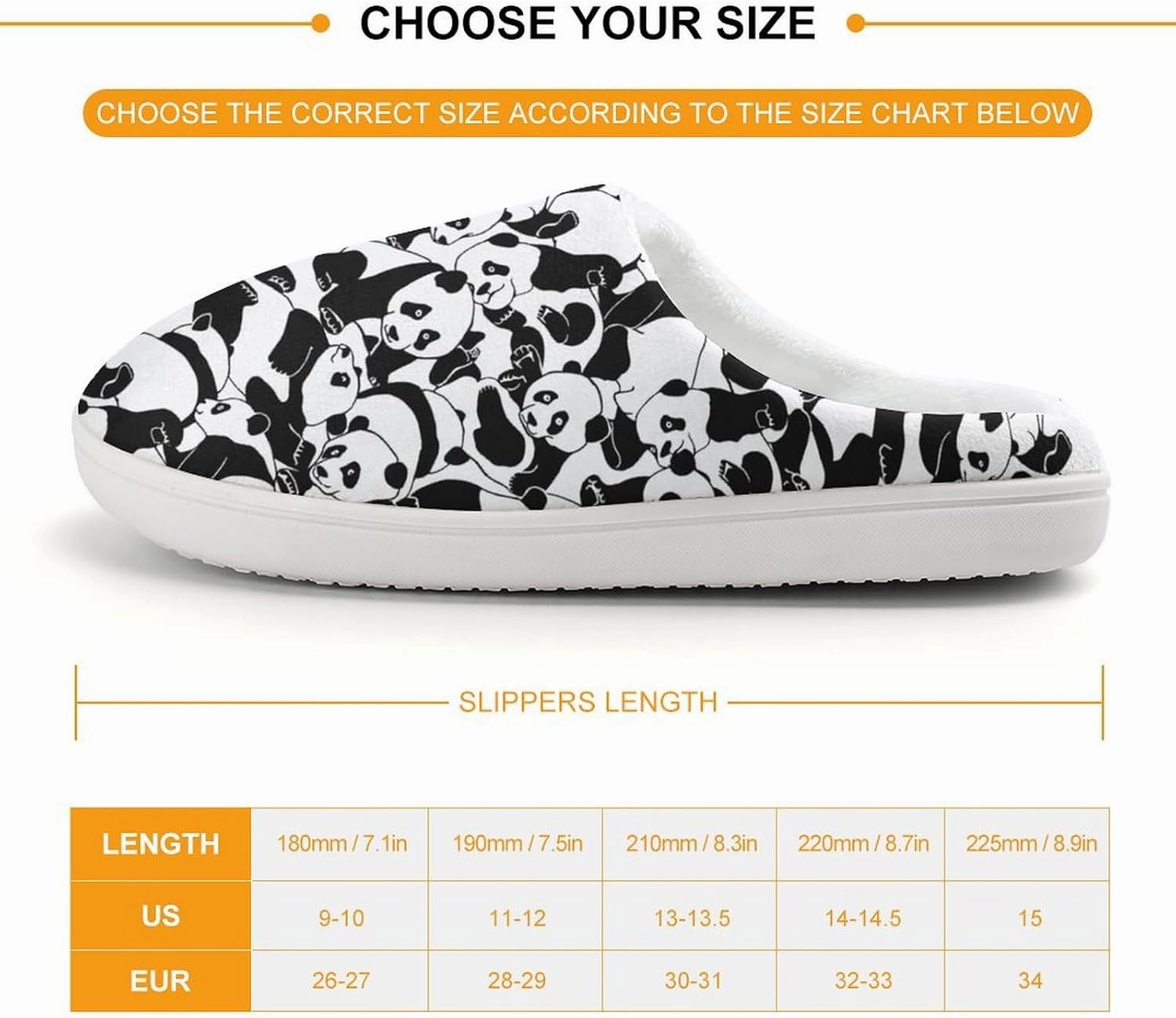 Young Pandas Print Slippers for Boys Girls Home Cotton Slippers Non-Slip Warm Little Kids Slippers