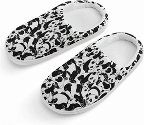 Young Pandas Print Slippers for Boys Girls Home Cotton Slippers Non-Slip Warm Little Kids Slippers