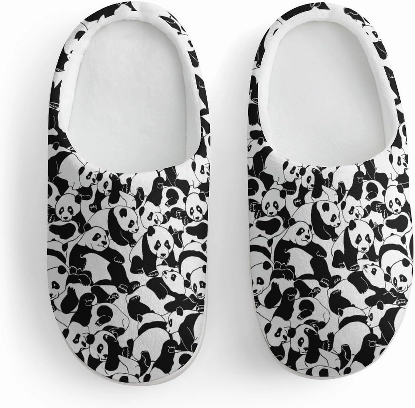 Young Pandas Print Slippers for Boys Girls Home Cotton Slippers Non-Slip Warm Little Kids Slippers