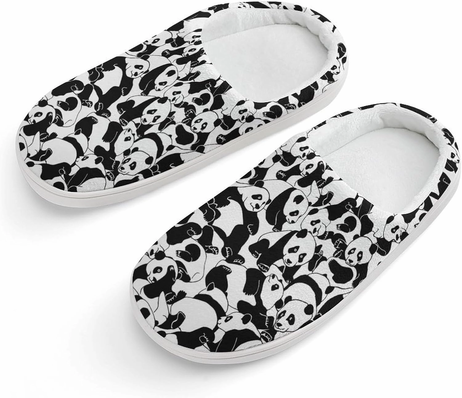 Young Pandas Print Slippers for Boys Girls Home Cotton Slippers Non-Slip Warm Little Kids Slippers