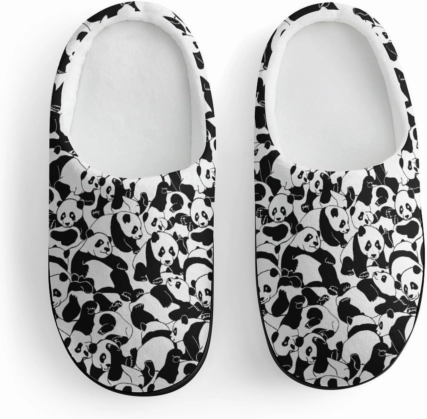 Young Pandas Print Slippers for Boys Girls Home Cotton Slippers Non-Slip Warm Little Kids Slippers