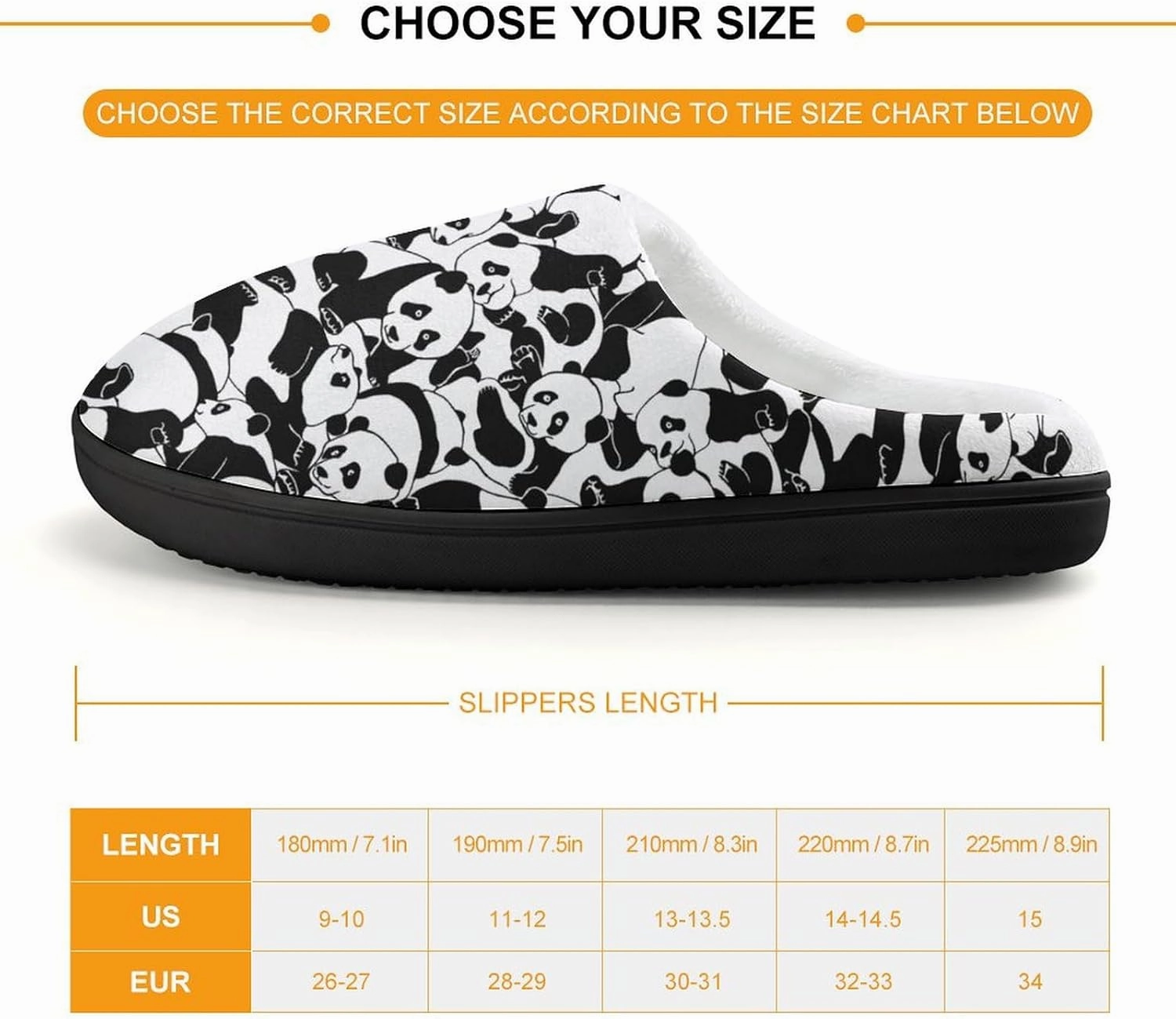 Young Pandas Print Slippers for Boys Girls Home Cotton Slippers Non-Slip Warm Little Kids Slippers