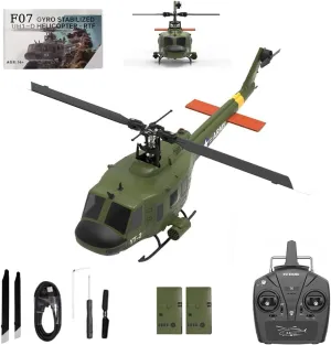 YU Xiang F07 1/34 Scale UH-1 Huey RC Helicopters for Adults, 2.4G 6CH 6-Axis Gyro RTF Remote Control Aircraft Model with Brushless Direct-Drive & Optical Flow Positioning