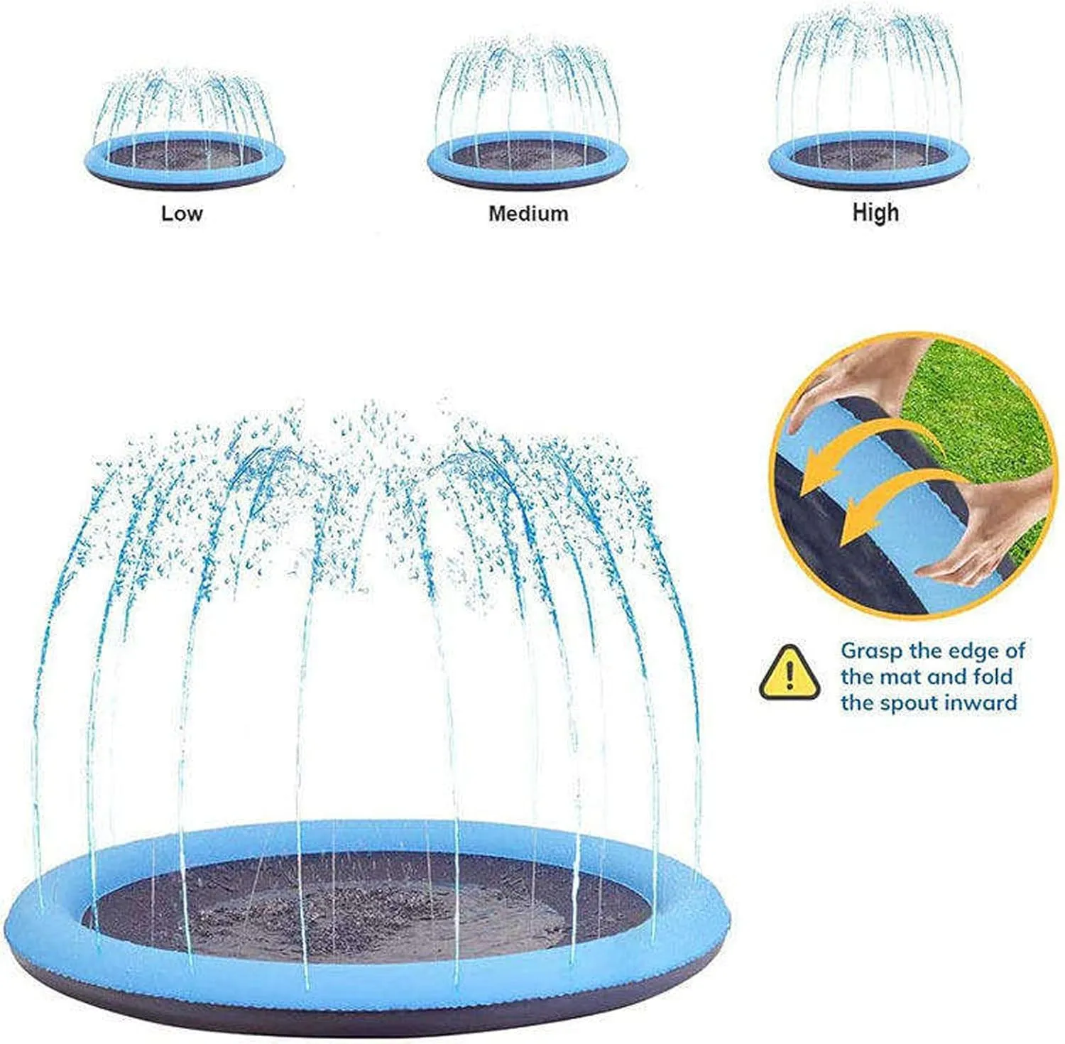 YUDANSI Splash Pad for Dogs&Kids, Foldable Sprinkler Pad Outside, Collapsible Play Water Bathtub Toy for Kiddie Puppies, Non Slip Wading Pool,Summer Outdoor Paddling Toys for Yard 67''