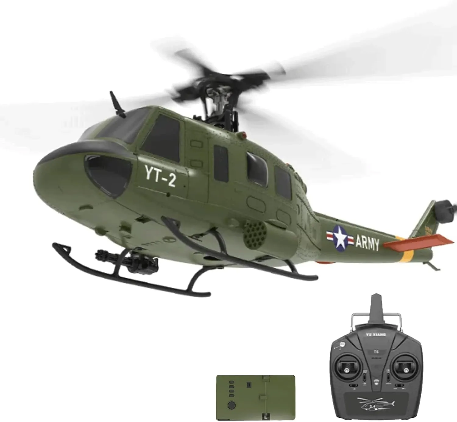 YUXIANG F07 UH-1D RC Helicopter Adults for Bell UH-1 Huey RTF Remote Control Helicopter, 1/34 Scale 2.4G 6CH 6G/3D 6-Axis Gyro Stabilized Flybarless Aircraft - 1 Battery