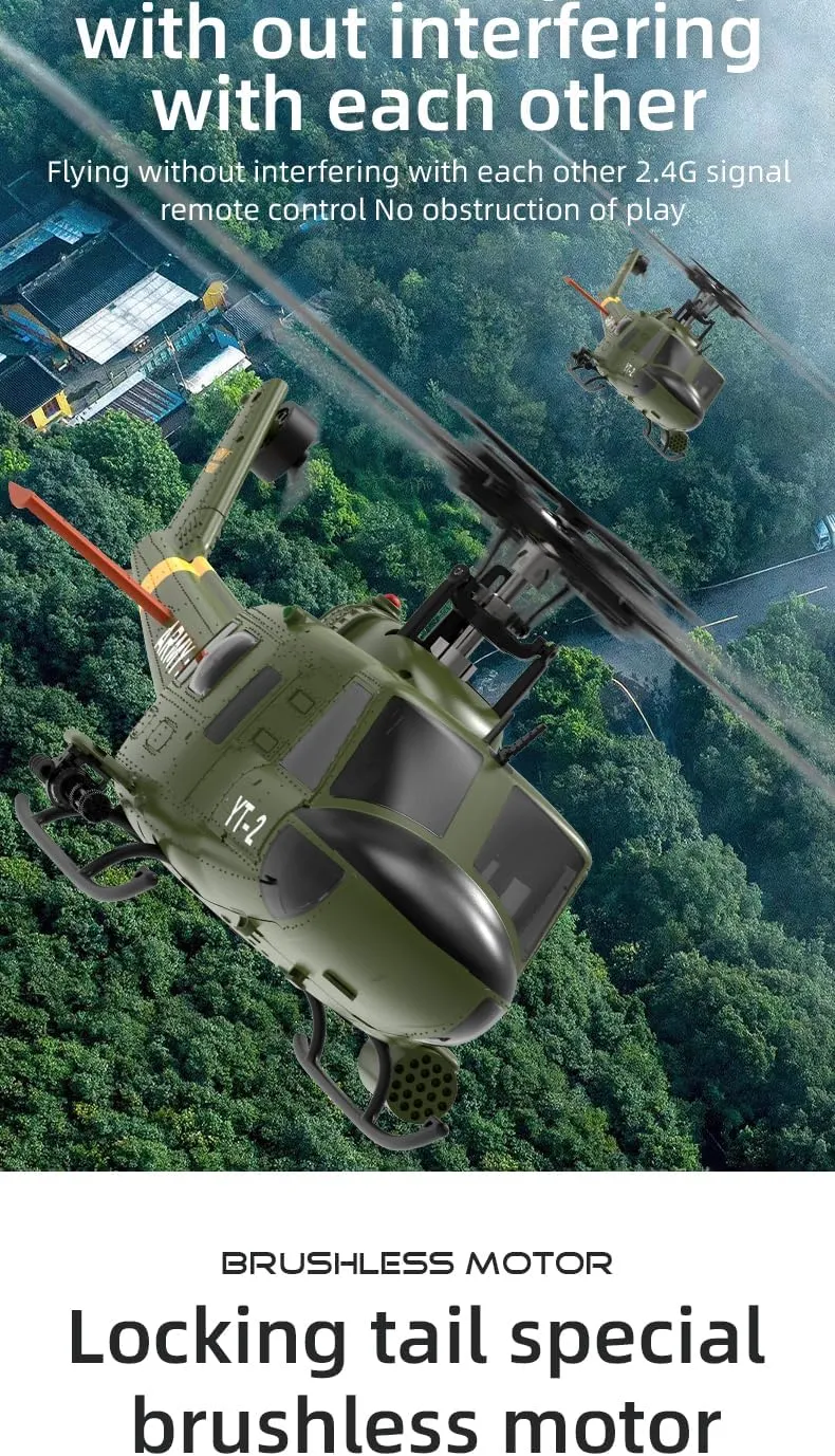 YUXIANG F07 UH-1D RC Helicopter Adults for Bell UH-1 Huey RTF Remote Control Helicopter, 1/34 Scale 2.4G 6CH 6G/3D 6-Axis Gyro Stabilized Flybarless Aircraft - 1 Battery