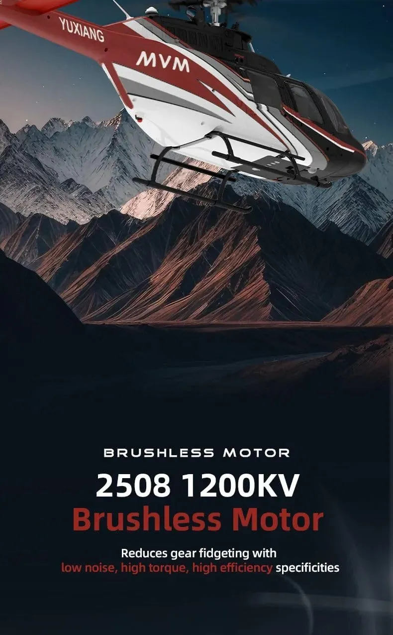 YuXiang F08 Bell 206 RC Helicopter for Adults, 1/27 2.4G 6CH 6G/3D Brushless Direct-Drive Flybarless Advanced Jet Ranger Gyro Stabilized Aircraft -2 Battery
