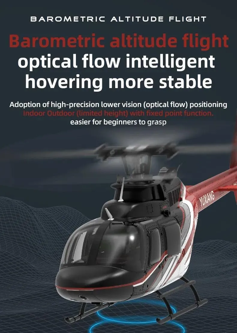 YuXiang F08 Bell 206 RC Helicopter for Adults, 1/27 2.4G 6CH 6G/3D Brushless Direct-Drive Flybarless Advanced Jet Ranger Gyro Stabilized Aircraft -2 Battery
