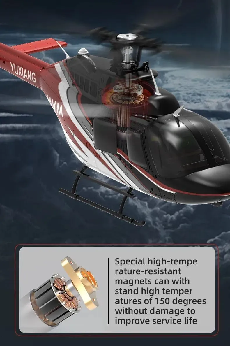 YuXiang F08 Bell 206 RC Helicopter for Adults, 1/27 2.4G 6CH 6G/3D Brushless Direct-Drive Flybarless Advanced Jet Ranger Gyro Stabilized Aircraft -2 Battery