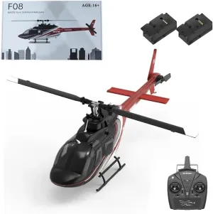 YuXiang F08 Bell 206 RC Helicopter for Adults, 1/27 2.4G 6CH 6G/3D Brushless Direct-Drive Flybarless Advanced Jet Ranger Gyro Stabilized Aircraft -2 Battery