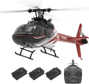 YUXIANG F08 Bell 206 RC Helicopter for Adults, RTF Remote Control Helicopter 1/27 Scale 2.4G 6CH 6G/3D 6-Axis Gyro Stabilized Brushless Flybarless Aircraft - 3 Battery