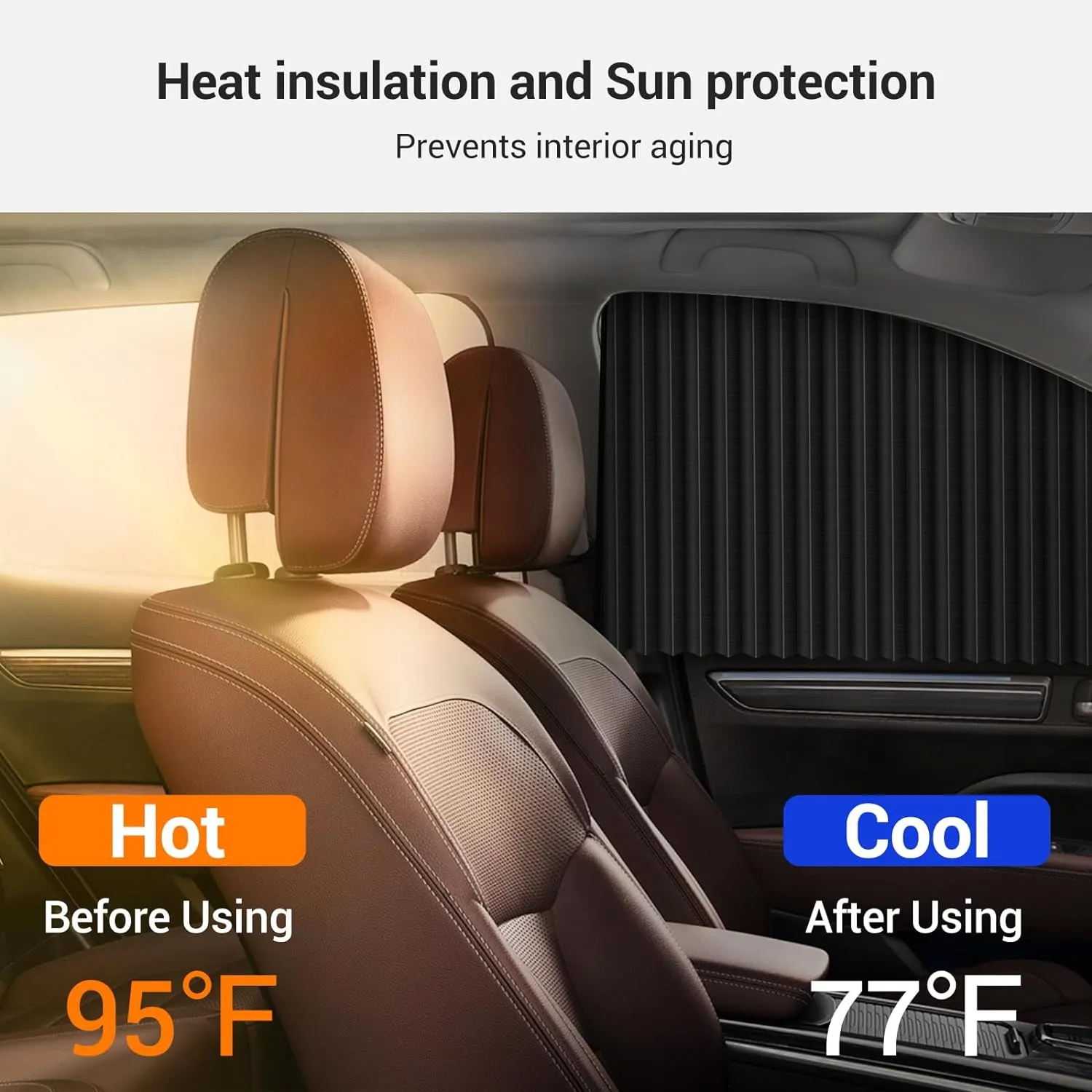 ZATOOTO Car Side Window Sun Shades - Front Privacy Magneic Black 2 Pcs Automotive Covers - Sunshades Curtain Prevent Glare and UV Rays for Baby
