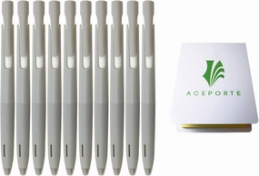 Zebra Blen Retractable Ballpoint Pen, Fine Point 0.5mm, 10 Pack (Black Ink/Gray body), Sticky Notes Value Set, Black(Gray body)