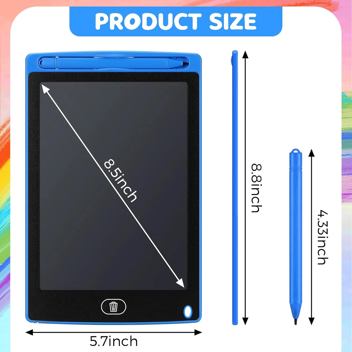 Zhehao 32 Pieces LCD Writing Tablet Doodle Board Electronic Toy 8.5 Inch Colorful Doodle Board LCD Erasable Drawing Pad Reusable Writing Pad Toys for Girls Boys(Blue, Red, Green, Pink)