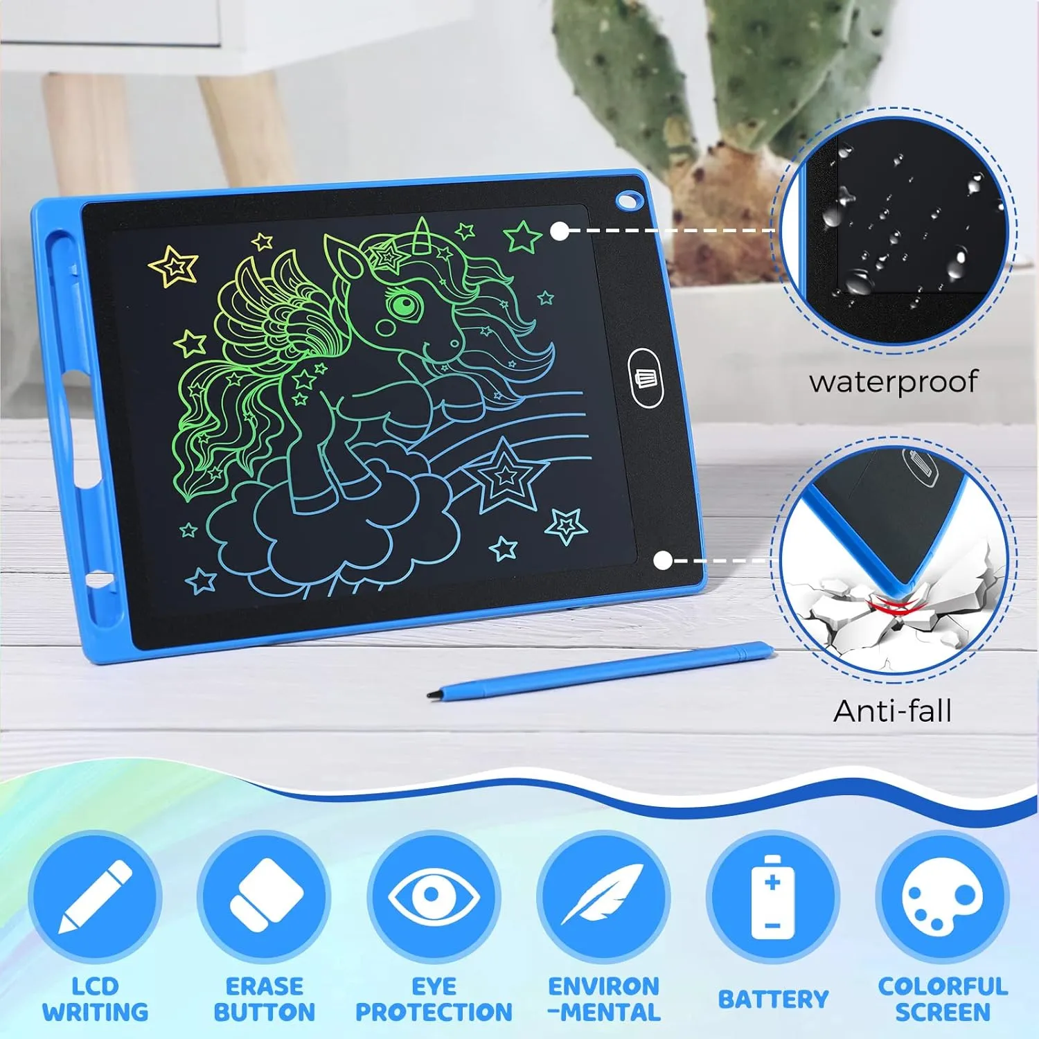 Zhehao 32 Pieces LCD Writing Tablet Doodle Board Electronic Toy 8.5 Inch Colorful Doodle Board LCD Erasable Drawing Pad Reusable Writing Pad Toys for Girls Boys(Blue, Red, Green, Pink)