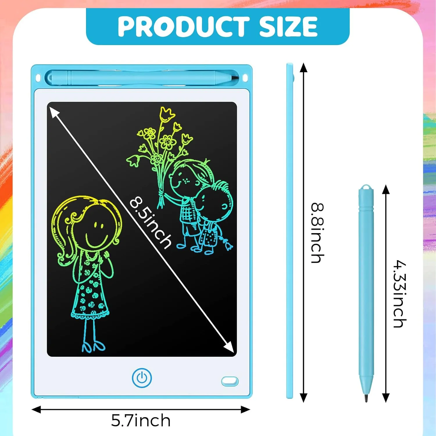 Zhehao 32 Pieces LCD Writing Tablet Doodle Board Electronic Toy 8.5 Inch Colorful Doodle Board LCD Erasable Drawing Pad Reusable Writing Pad Toys for Girls Boys(White, Black, Pink, Blue)