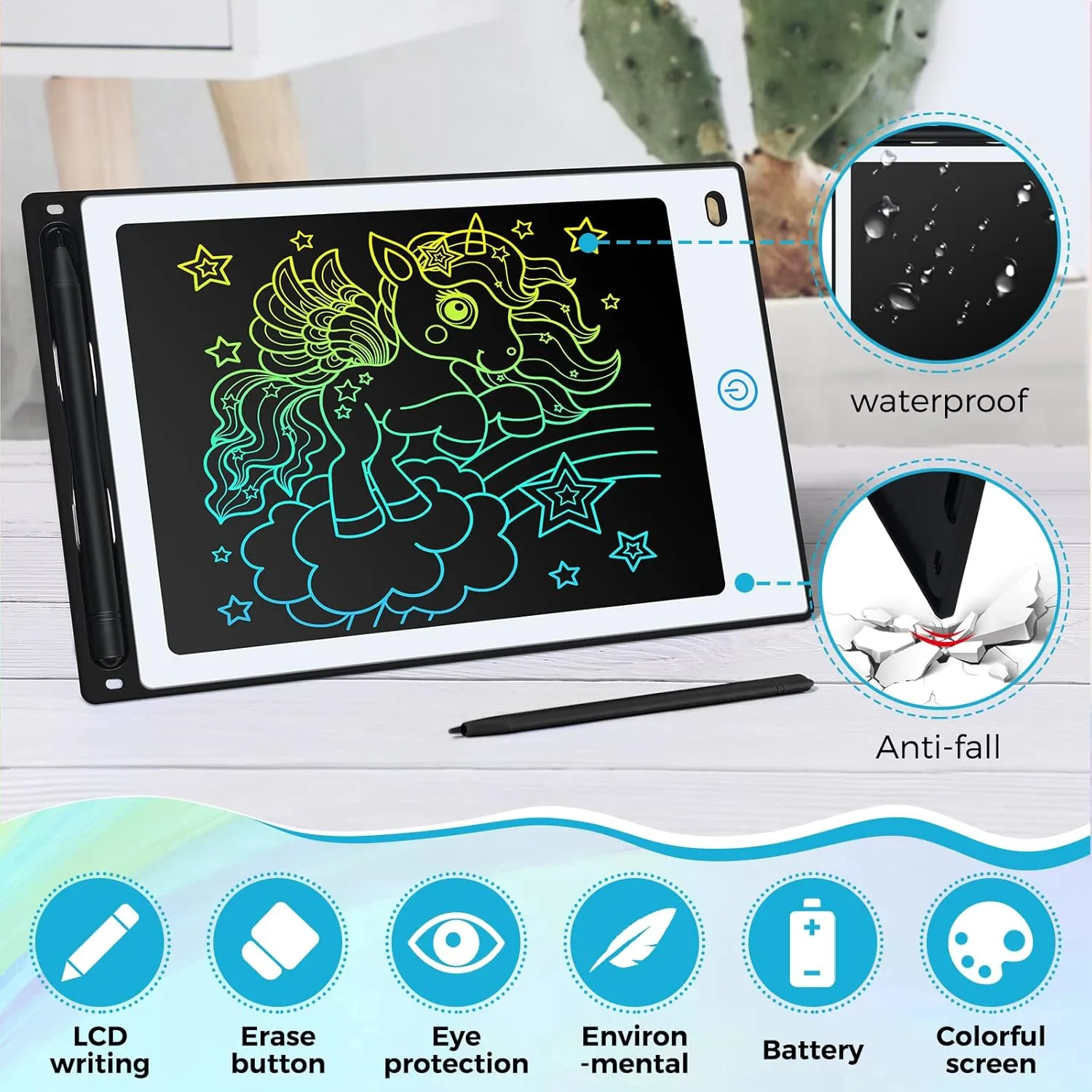 Zhehao 32 Pieces LCD Writing Tablet Doodle Board Electronic Toy 8.5 Inch Colorful Doodle Board LCD Erasable Drawing Pad Reusable Writing Pad Toys for Girls Boys(White, Black, Pink, Blue)